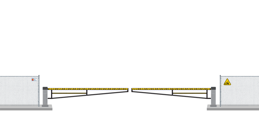 Automated Barrier swing gate  in closed position