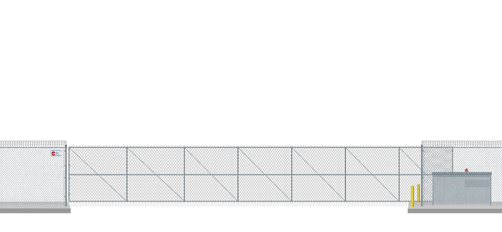 Automated chain link Vertical Pivot gate in closed position
