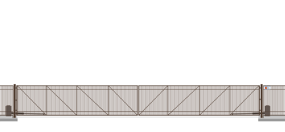 Automated Metal swing gate in closed position