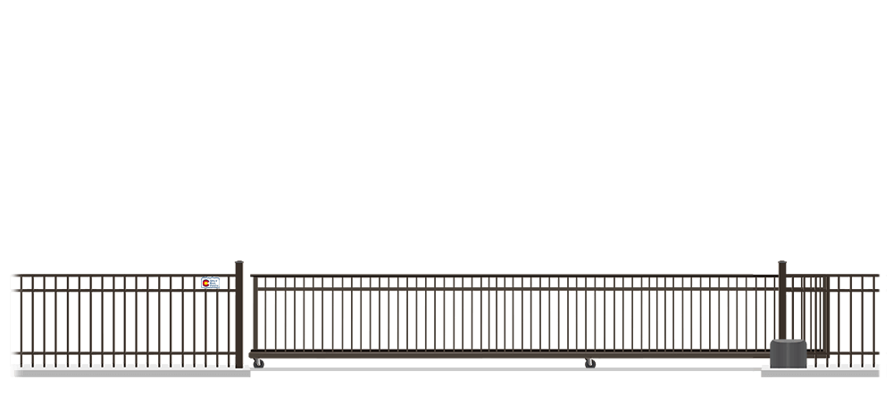 Automated Metal V-Track gate  in closed position