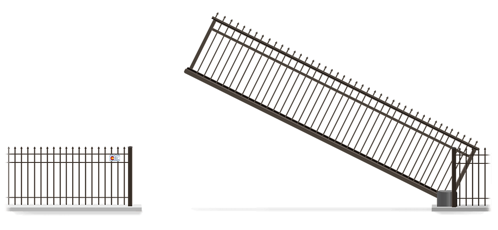 Automated Metal Vertical Pivot gate  in open position