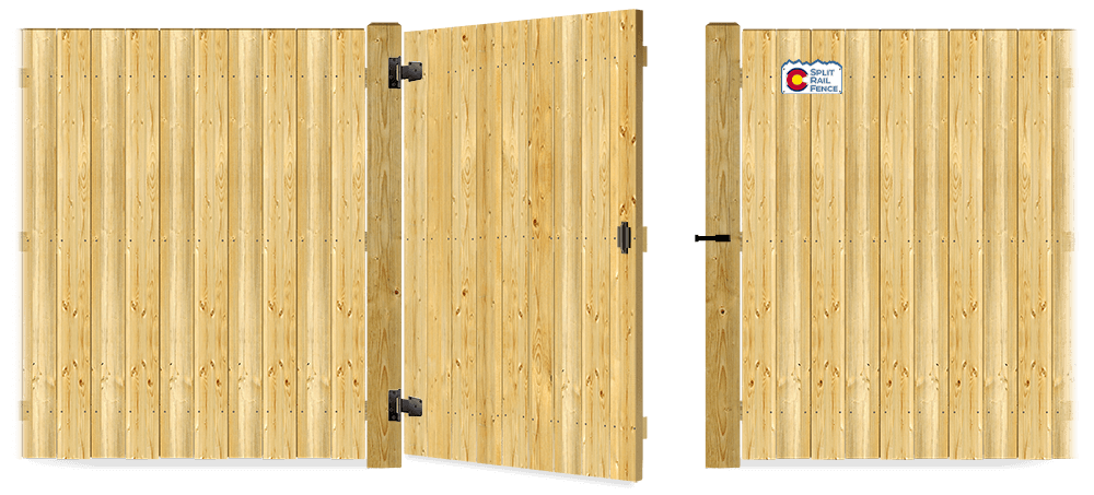Wood gate in open position