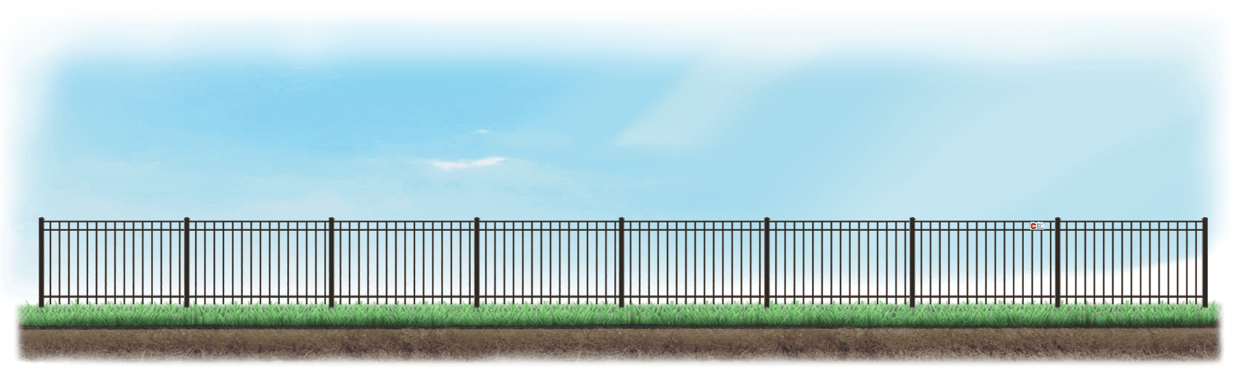 Straight Aluminum fence on level ground
