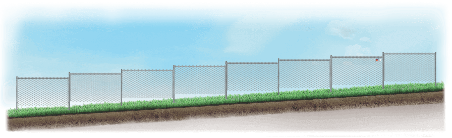 Stepped Chain Link fence on uneven ground