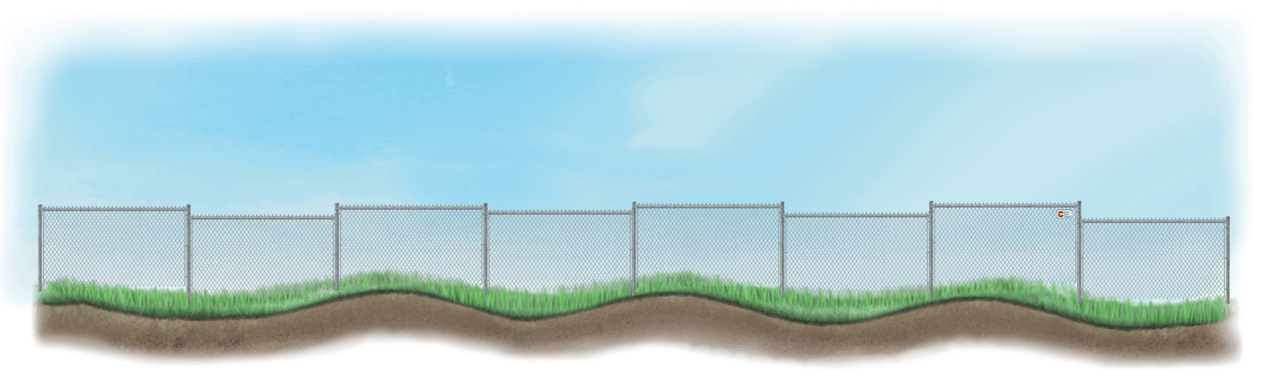 Stepped Chain Link fence on uneven ground