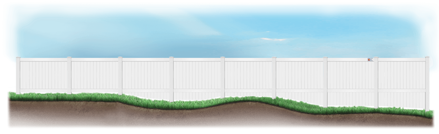 Custom Vinyl fence on uneven ground