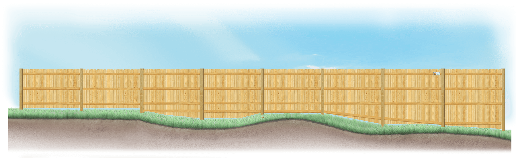 Custom Wood fence on uneven ground